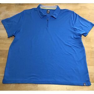 The North‎ Face Mens Flashdry Polo Shirt Blue 2XL Short Sleeve XXL Zipper